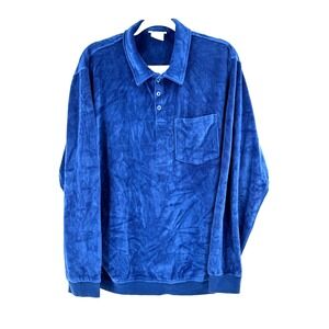 Vintage Irvine Park Velvet Velour Shirt Mens L Retro 70s 80s Style Mobster Polo